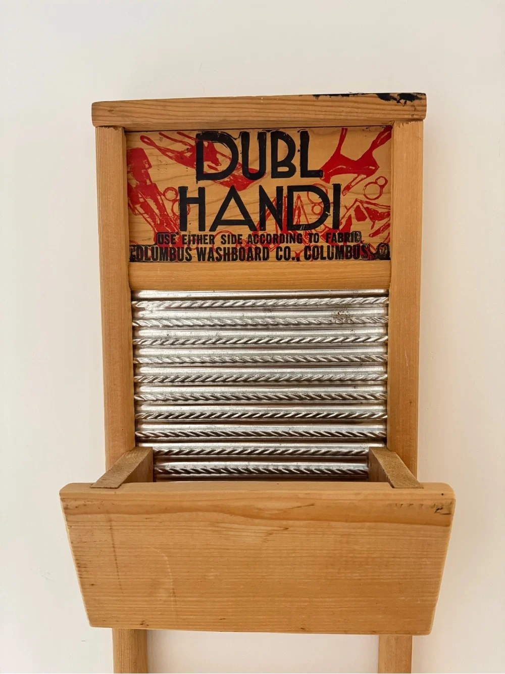 DUBL HANDI WOODEN TIN WASHBOARD COLUMBUS OHIO 18